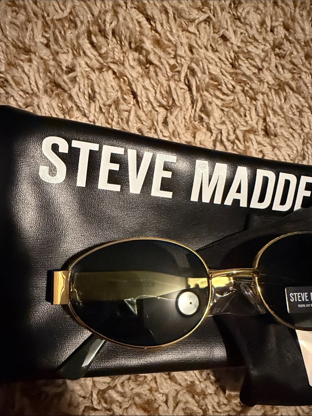 NEW Steve Madden Gold Frame Sunglasses with Black Lenses